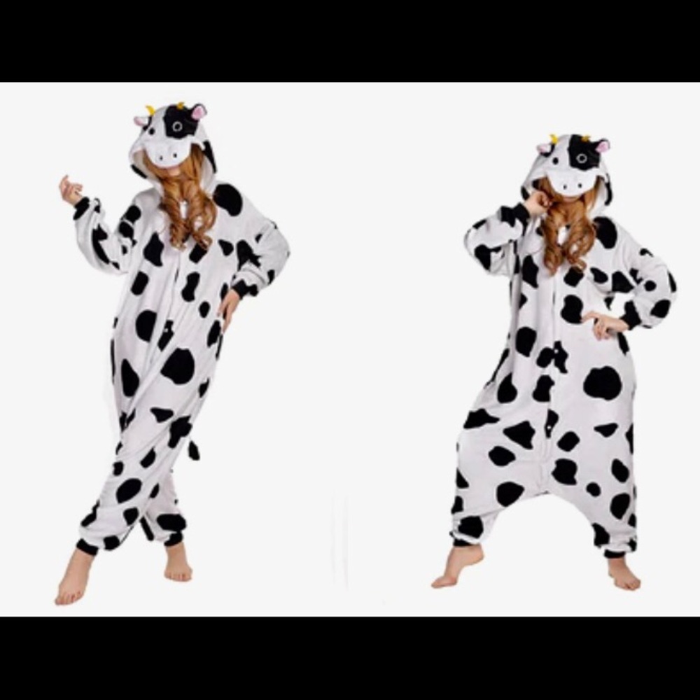 Adult Cow Onesie Jammies Halloween Cosplay Unisex Women’s Men
